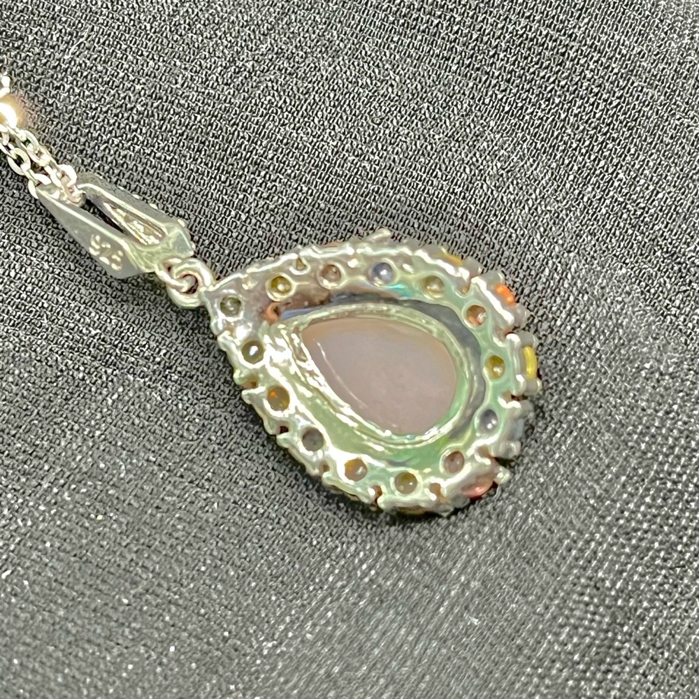 Genuine 4ct Opal Sapphire 14KGP Necklace - Picture 4 of 4